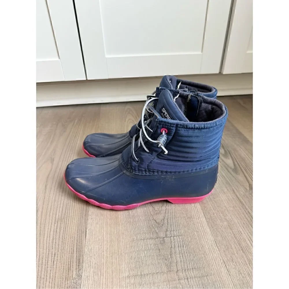 Sperry Girls Saltwater Rain Boot Navy Size 6M Big Kids Rubber Outdoors